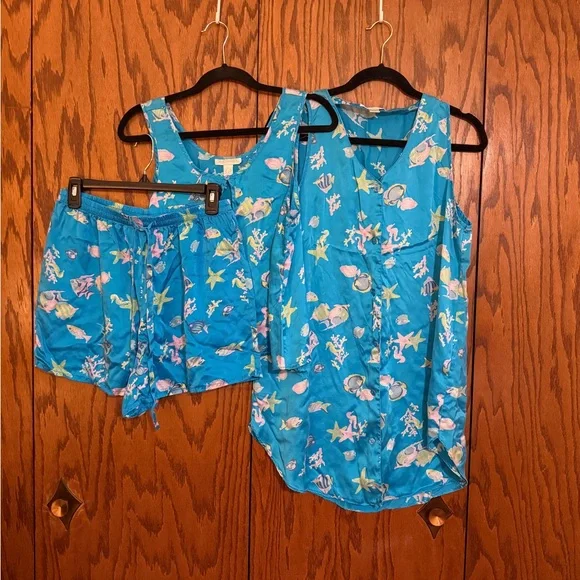 Silk Shades Blue Tropical Tank and Shorts Set - Picture 1 of 11
